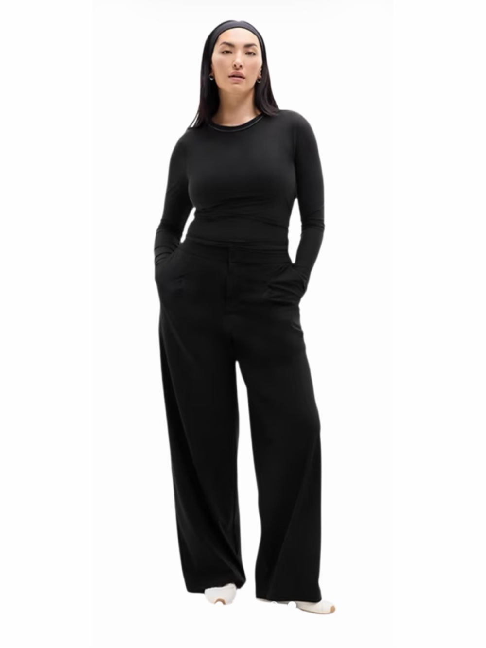 Athleta Pinnacle Cargo Trouser Pants Wide Leg High Rise Pockets Black Size 10 - Picture 5 of 12